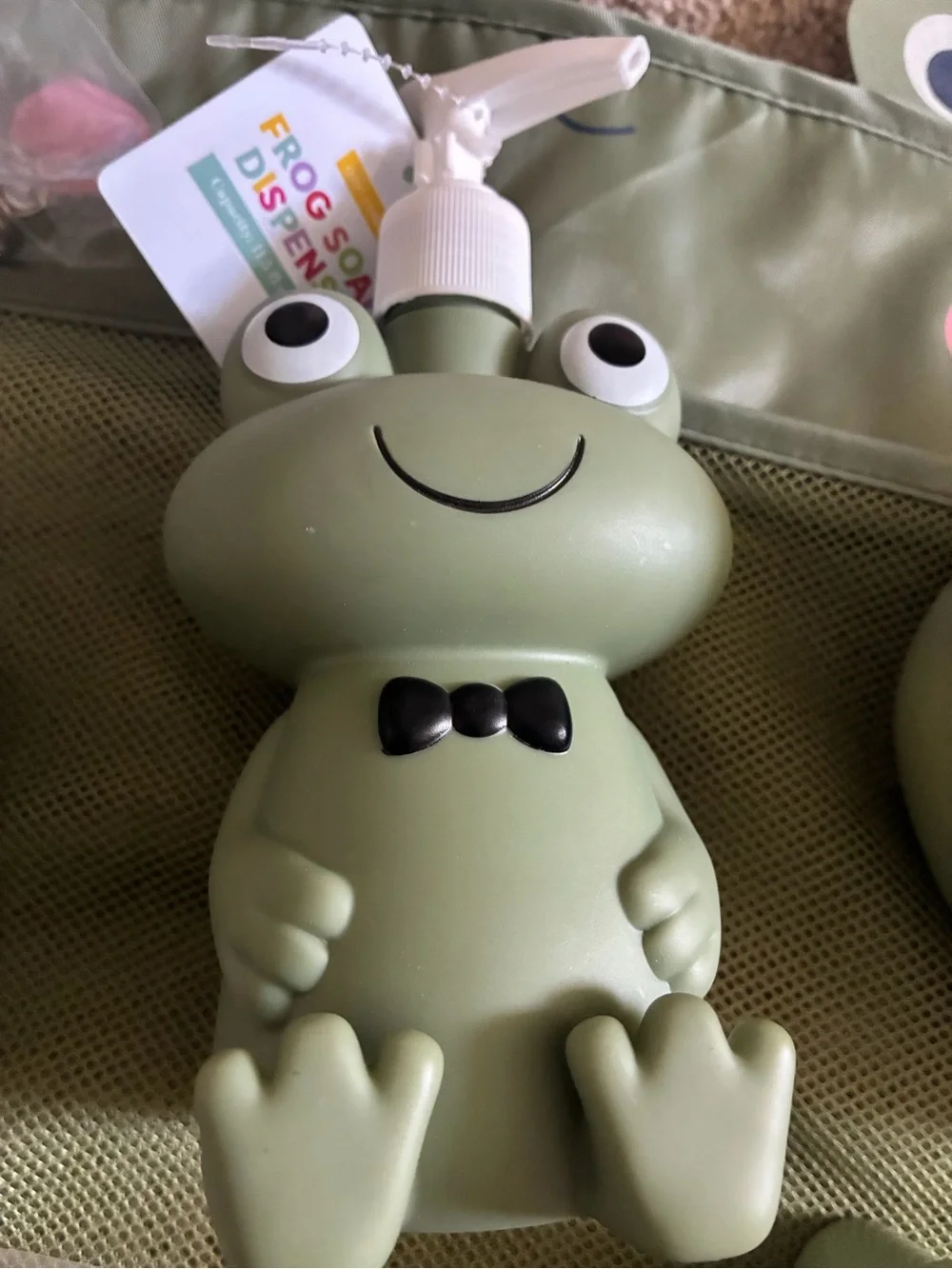 Frog Bath Accessory Set - Green Frog Soap Dispenser & Holders